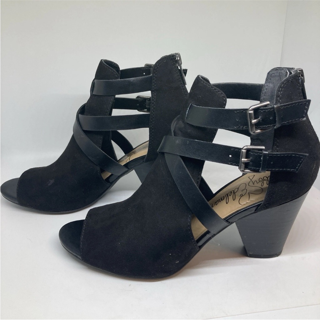Libby Edelman Women’s Black Suede Strappy Dress Heels